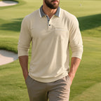 Herren Langarm Polo-Shirt aus atmungsaktivem Stoff mit modernem Kragen R&B