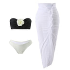 Damen Bikini-Set mit schicker Röschenapplikation und raffiniertem Wickelrock R&B