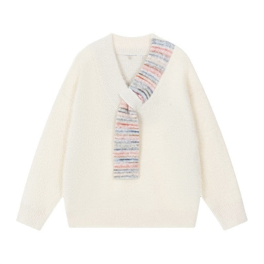 Damen Kuscheliger Pullover mit innovativem Schal-Detail R&B