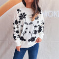 Damen lässiger Pullover mit floralem Stickdesign und modernem Schnitt R&B