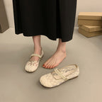 Damen elegante Ballerinas mit dekorativer Perlenapplikation und modischem Riemchen R&B