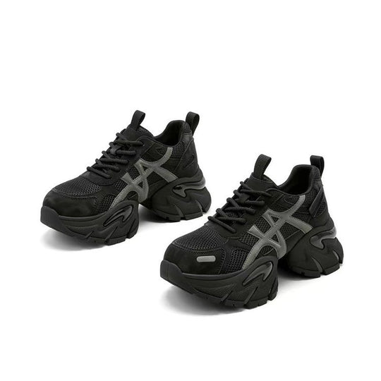 Damen modische Chunky Sneakers mit atmungsaktivem Mesh-Obermaterial und verstellbarem Schnürsystem R&B