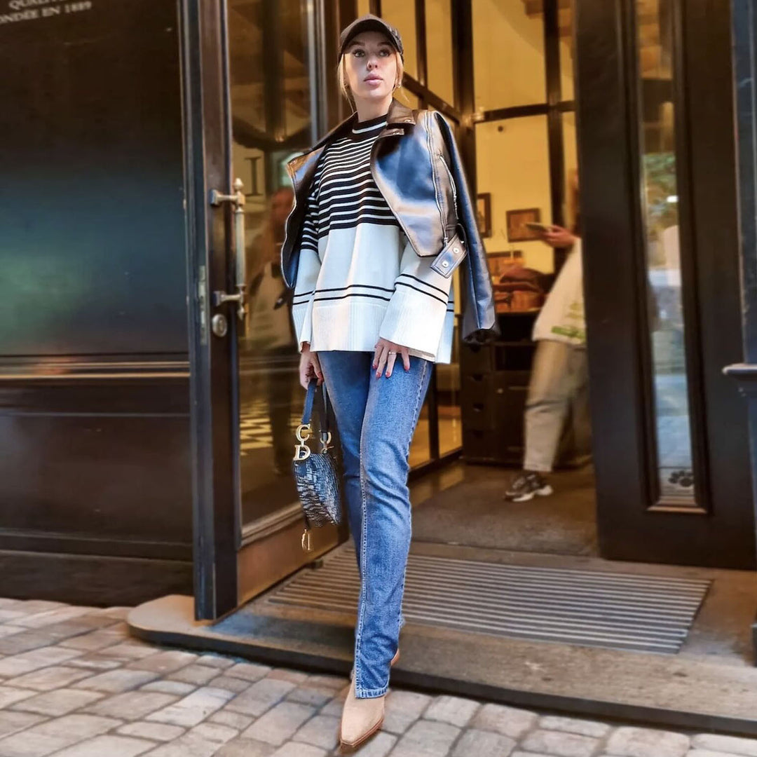 Damen Oversized Strickpullover im maritimen Design R&B