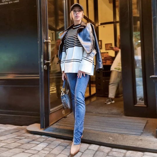 Damen Oversized Strickpullover im maritimen Design R&B