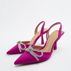 Damen Slingback Pumps mit funkelndem Schleifenakzent und elegantem Absatz R&B