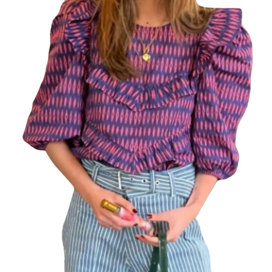 Damen Bluse mit Raffungen und schickem Volant R&B