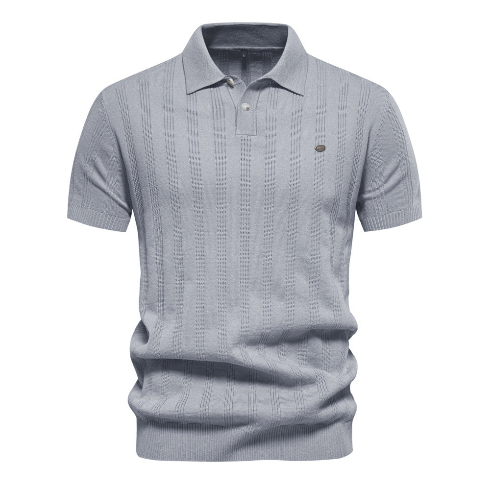 Herren Kurzarm Polo-Shirt mit strukturiertem Streifenmuster R&B