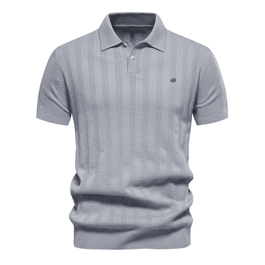 Herren Kurzarm Polo-Shirt mit strukturiertem Streifenmuster R&B