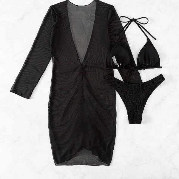 Damen Strandkleid mit elegantem Wickeldesign R&B