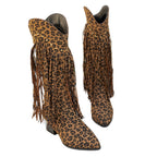 Damen Fransen-Stiefel mit modischen Nieten und komfortablem Blockabsatz R&B