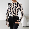 Damen Langarmshirt mit modischem Muster R&B