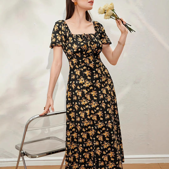 Damen Blumenmuster Kleid R&B