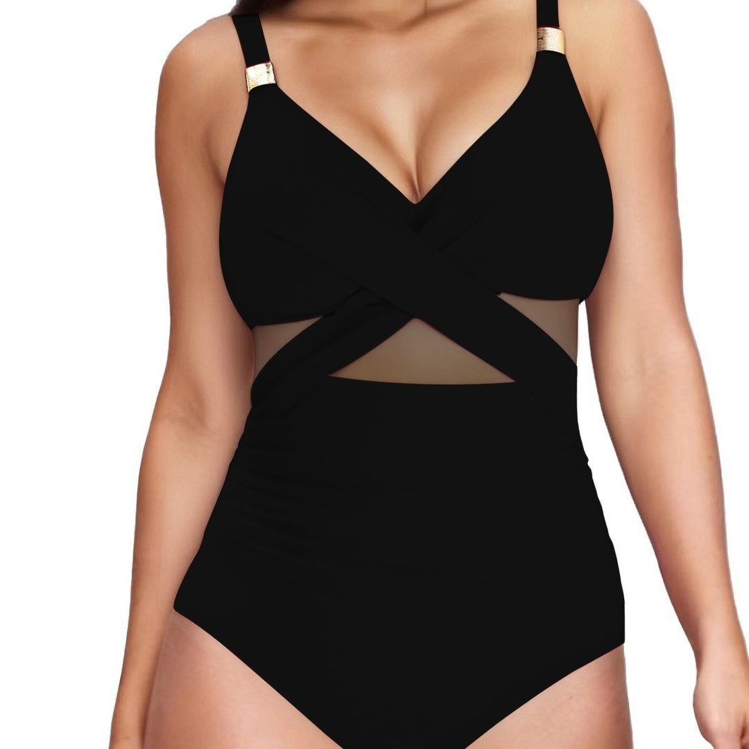 Damen Eleganter Einteiler mit transparenter Einsätzen R&B