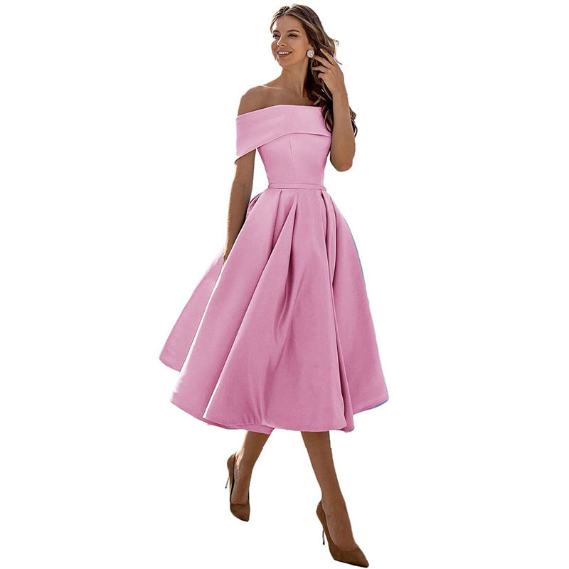 R&B | Legere Mode Satin Cocktailkleid Ohne Träger