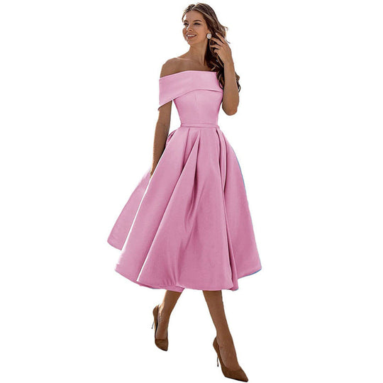 R&B | Legere Mode Satin Cocktailkleid Ohne Träger