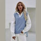Damen Strickweste mit V-Ausschnitt und feiner Rippenstruktur R&B