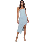 Damen Elegantes Midi-Kleid mit asymmetrischem Saum und Schlitz R&B
