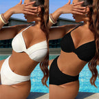 Damen Hochtailliertes Bikini-Set mit strukturiertem Oberteil