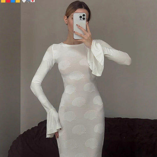 Damen Elegantes Maxikleid mit ausgestellten Ärmeln und floralem Design R&B