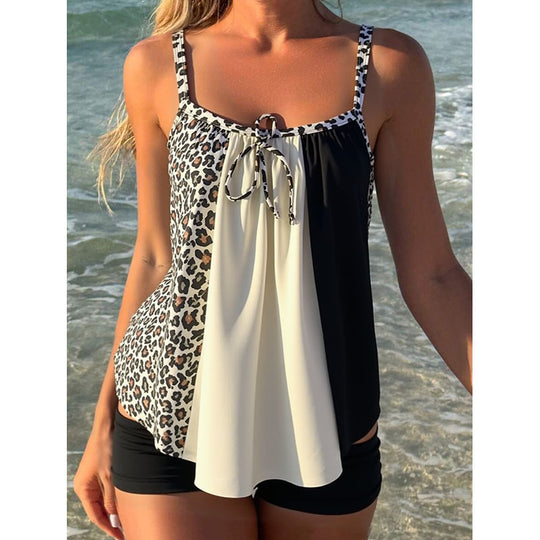 Damen Tankini mit modischem Leoparden-Design und edlen Elementen R&B