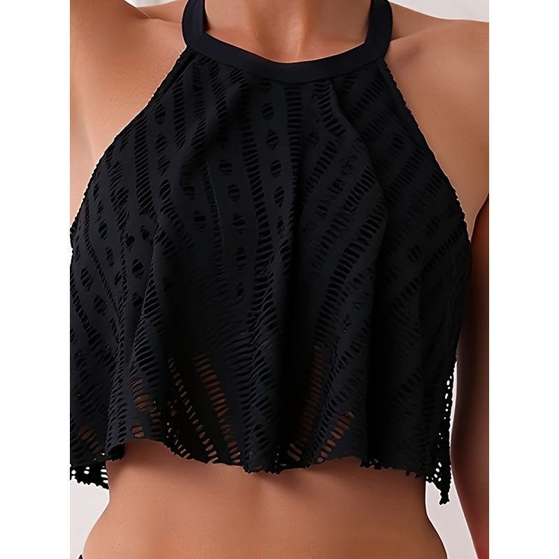 Damen Bikini-Set mit lässigem Crop-Top und hochtaillierten Höschen R&B