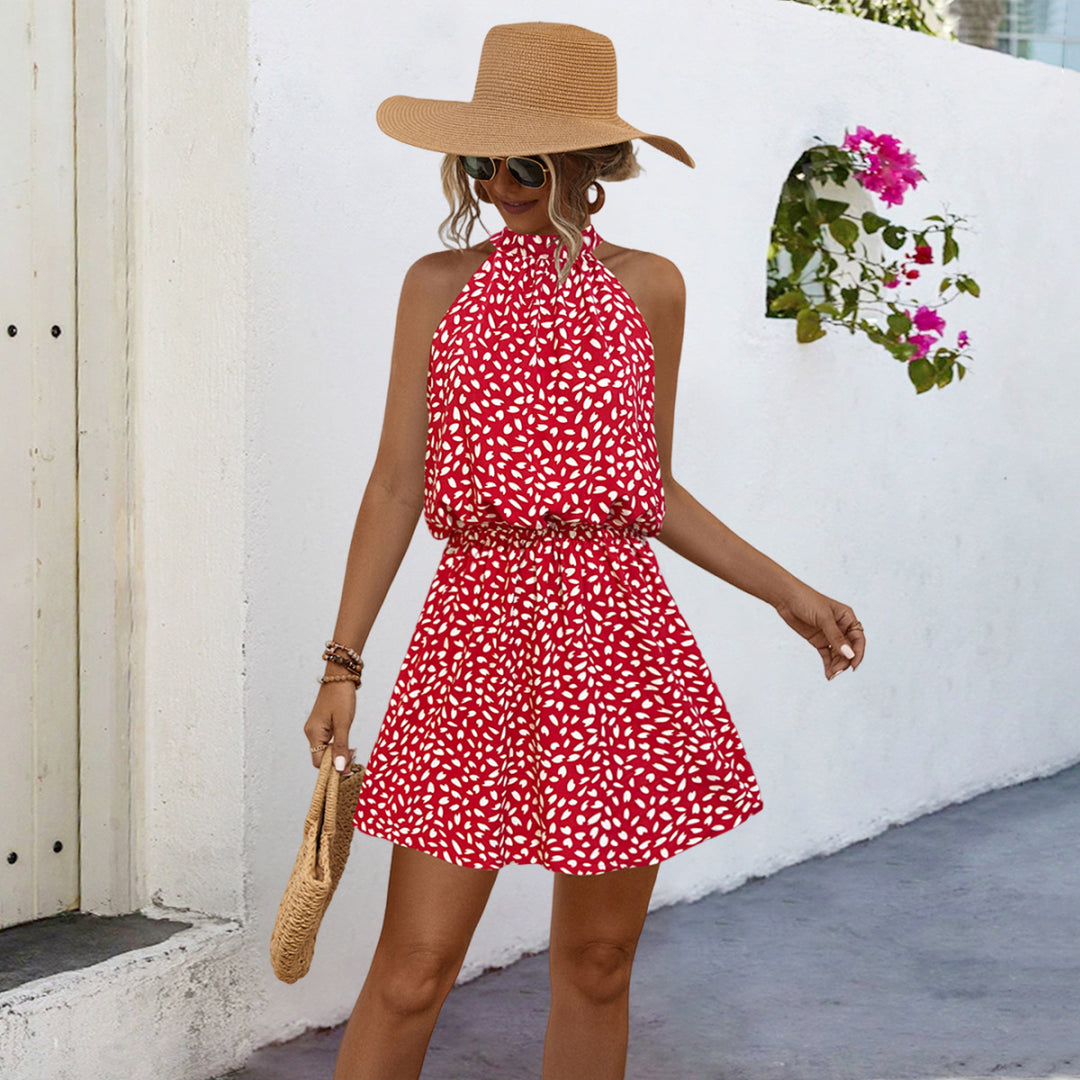 Damen Sommerkleid mit festem Halter und elastischem Taillenbund R&B