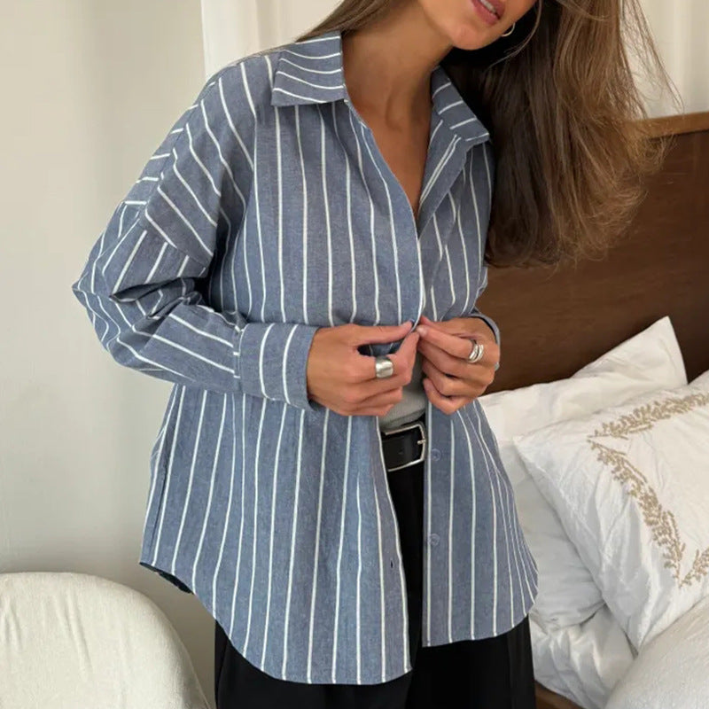 Damen Oversized Hemd mit feinen Streifen R&B