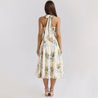 Damen Elegantes Blumen-Midikleid mit tiefem V-Ausschnitt R&B