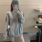 Damen lässiger Oversized Pullover mit offenen Schultern und modernem Design