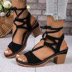 Damen komfortable Schnürsandalen mit verstellbarem Riemendesign R&B