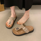 Damen Komfortable Slide-Pantoletten mit verstellbarem Riemen und weichem Fußbett EB