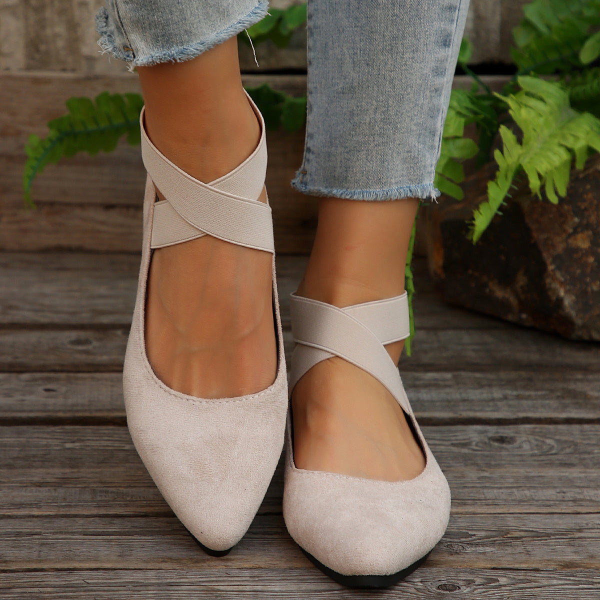 Damen elegante Ballerinas mit verstellbarem Riemchendesign R&B