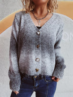 Damen Strickjacke mit luxuriösem Mohair-Material und modischen Herzknöpfen R&B