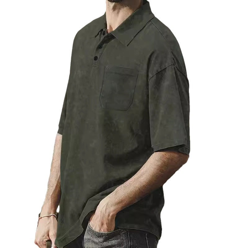 Herren lässiges Kurzarmhemd mit praktischer Brusttasche und softer Textur R&B