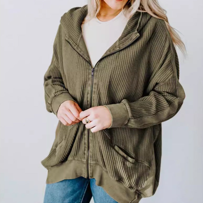 Damen Lässiger Kapuzenpullover mit strukturiertem Material und praktischen Taschen R&B