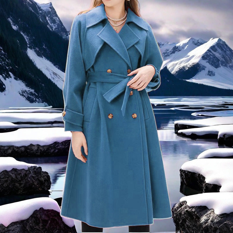 Damen eleganter Trenchcoat mit doppelter Knopfleiste und tailliertem Schnitt R&B