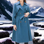 Damen eleganter Trenchcoat mit doppelter Knopfleiste und tailliertem Schnitt R&B