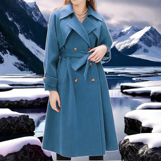Damen eleganter Trenchcoat mit doppelter Knopfleiste und tailliertem Schnitt R&B