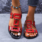Damen Riemensandalen mit modischen geometrischen Applikationen und komfortablem Fußbett R&B