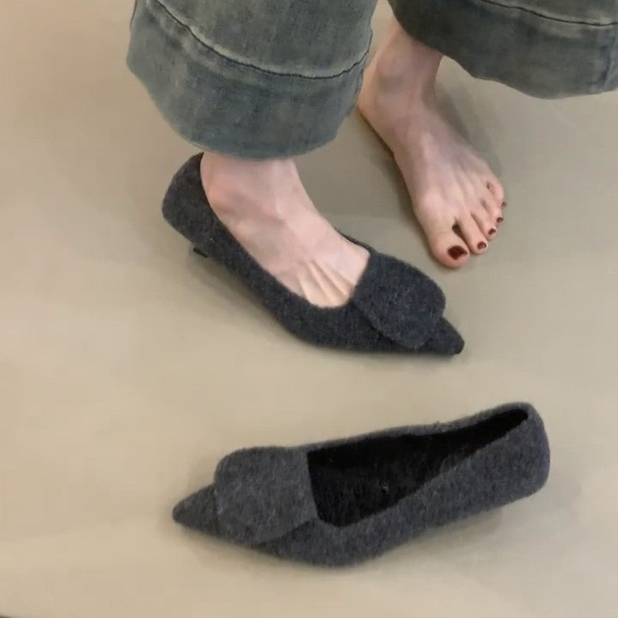 Damen Filz-Pantoletten mit spitzem Design und kuscheligem Innenfutter R&B