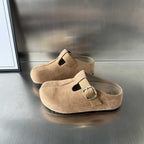 Damen Komfortable Clogs mit elegantem Schnallenverschluss aus feinem Wildleder R&B