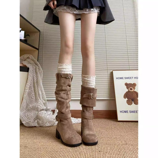 Damen Hohe Stiefel mit modischem Schnallen-Detail R&B