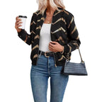 Damen nan Bomberjacke mit Pailletten-Chevronmuster, Rippbündchen und sichtbarem Reißverschluss R&B
