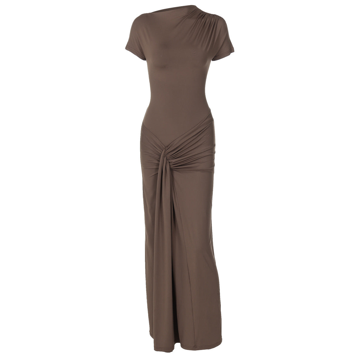 Damen Elegantes Maxikleid mit Drapierung und asymmetrischem Saum R&B