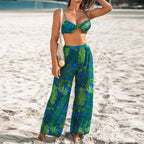 Damen Badeset mit floralem Design und lockeren Palazzohosen R&B
