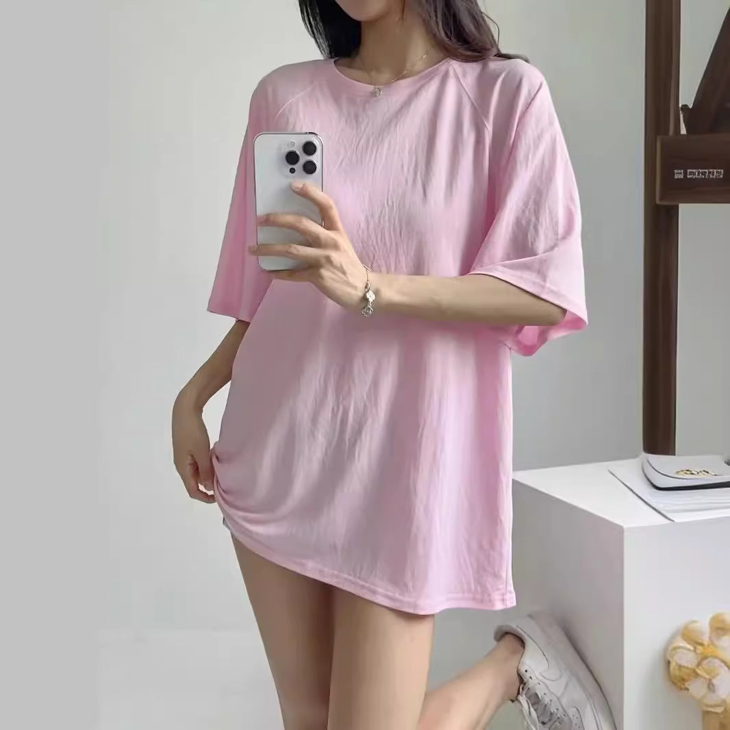 Damen lässiges T-Shirt mit überschnittenen Ärmeln R&B