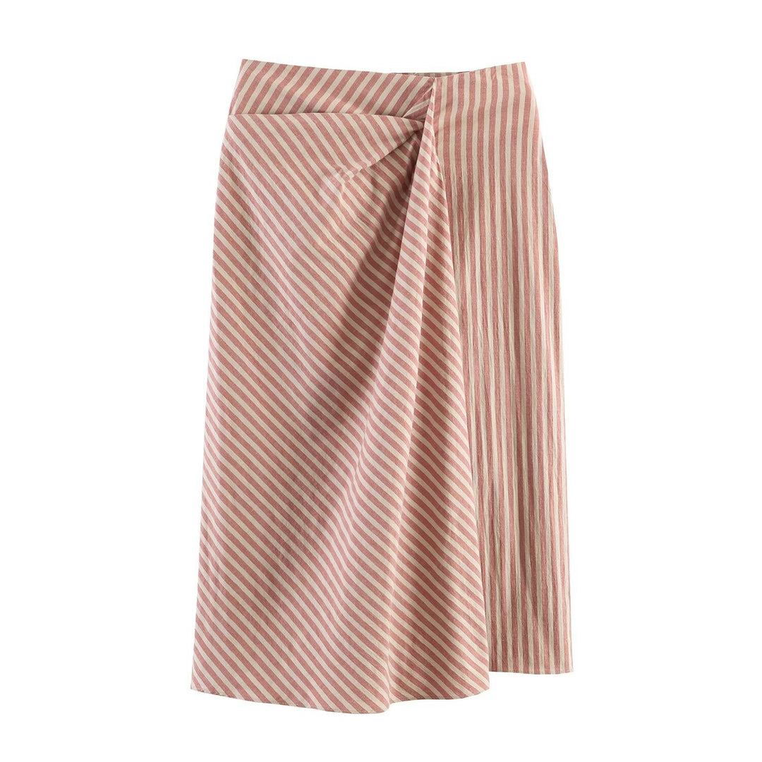 Damen Wickelrock mit diagonalem Streifenmuster und eleganter Drapierung R&B