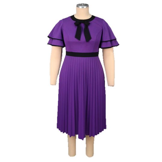 Damen plissiertes Midikleid mit eleganten Rüschendetails R&B