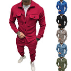 Herren sportliches Freizeit-Set mit modernem Kragen und praktischen Taschen R&B