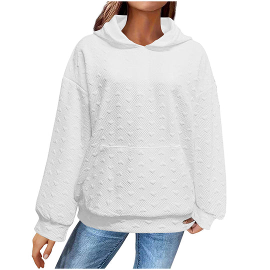 Damen Kapuzenpullover mit strukturiertem Herzmuster R&B
